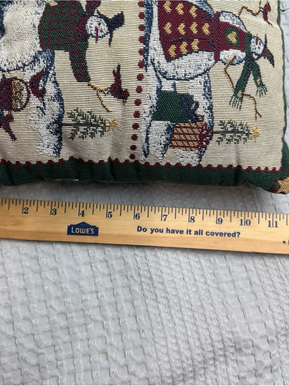 Festive Snowman Tapestry Accent Pillow - Green and Cream